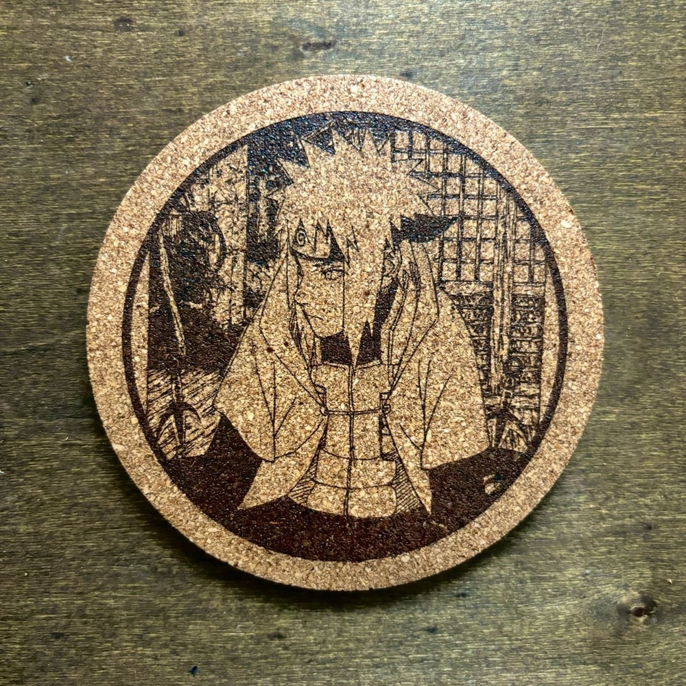 Naruto Fourth Hokage Laser Engraved Cork Coaster